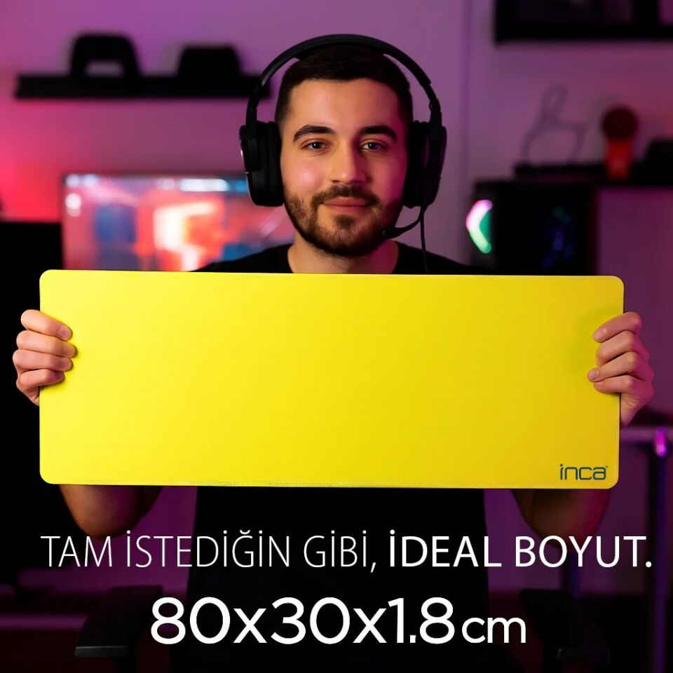 IMP-019 PU Deri Mousepad Çift Taraflı Masa Matı 80x30 Kaymaz Su Geçirmez Lacivert