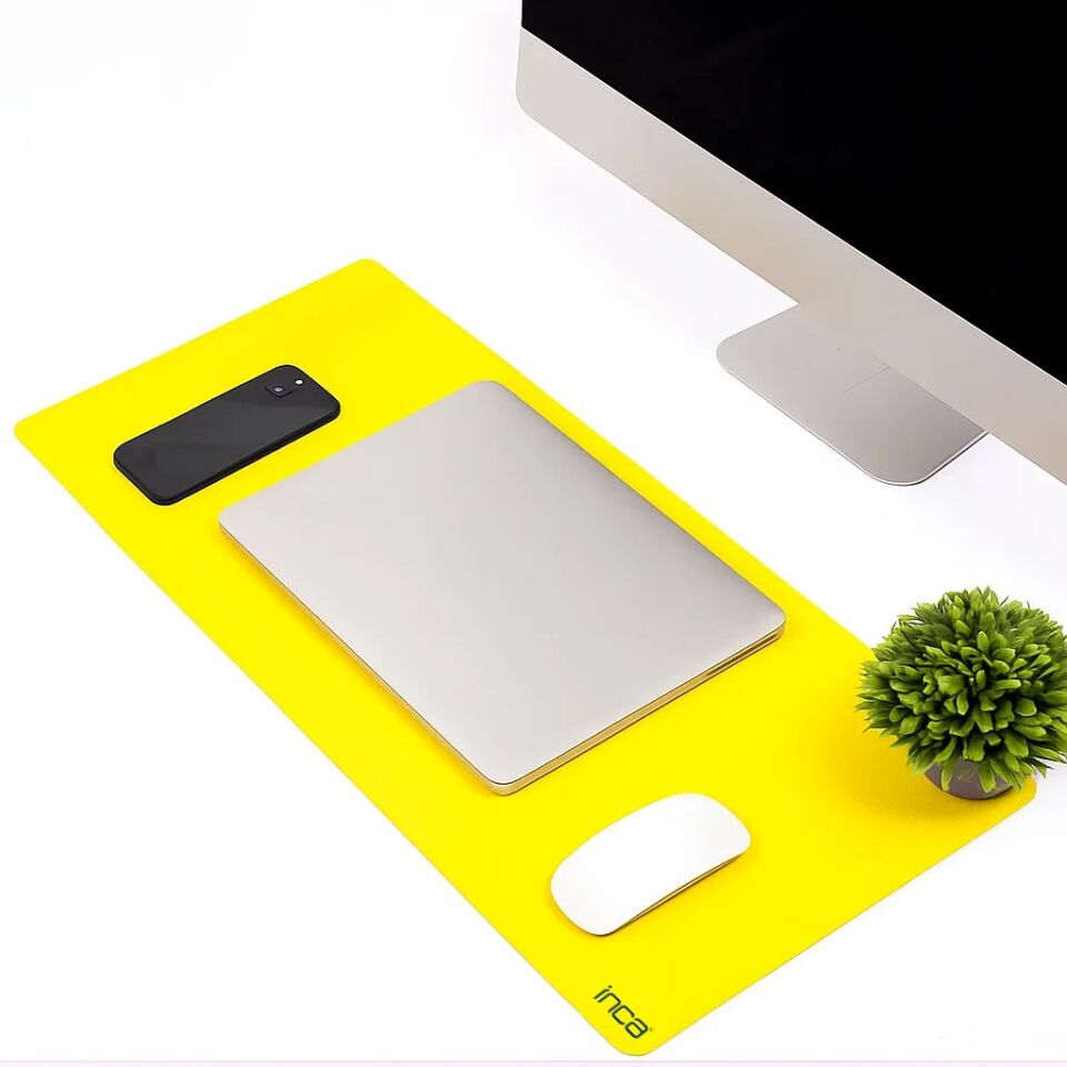 IMP-019 PU Deri Mousepad Çift Taraflı Masa Matı 80x30 Kaymaz Su Geçirmez Lacivert