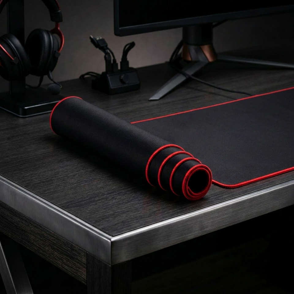 IMP-018 900×400 mm Speed Yüzey Kaymaz Kauçuk Taban Mousepad Kırmızı 