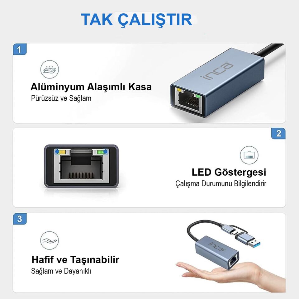 IUTP-01TX USB-C USB 3.0 Ethernet Adaptör