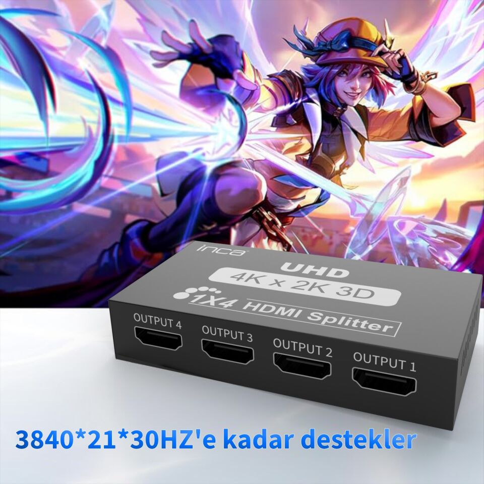IHSK-430 HDMI 1x4 Splitter Adaptör | 3840x2160@30Hz 4K  3D Video DTS/Dolby Ses