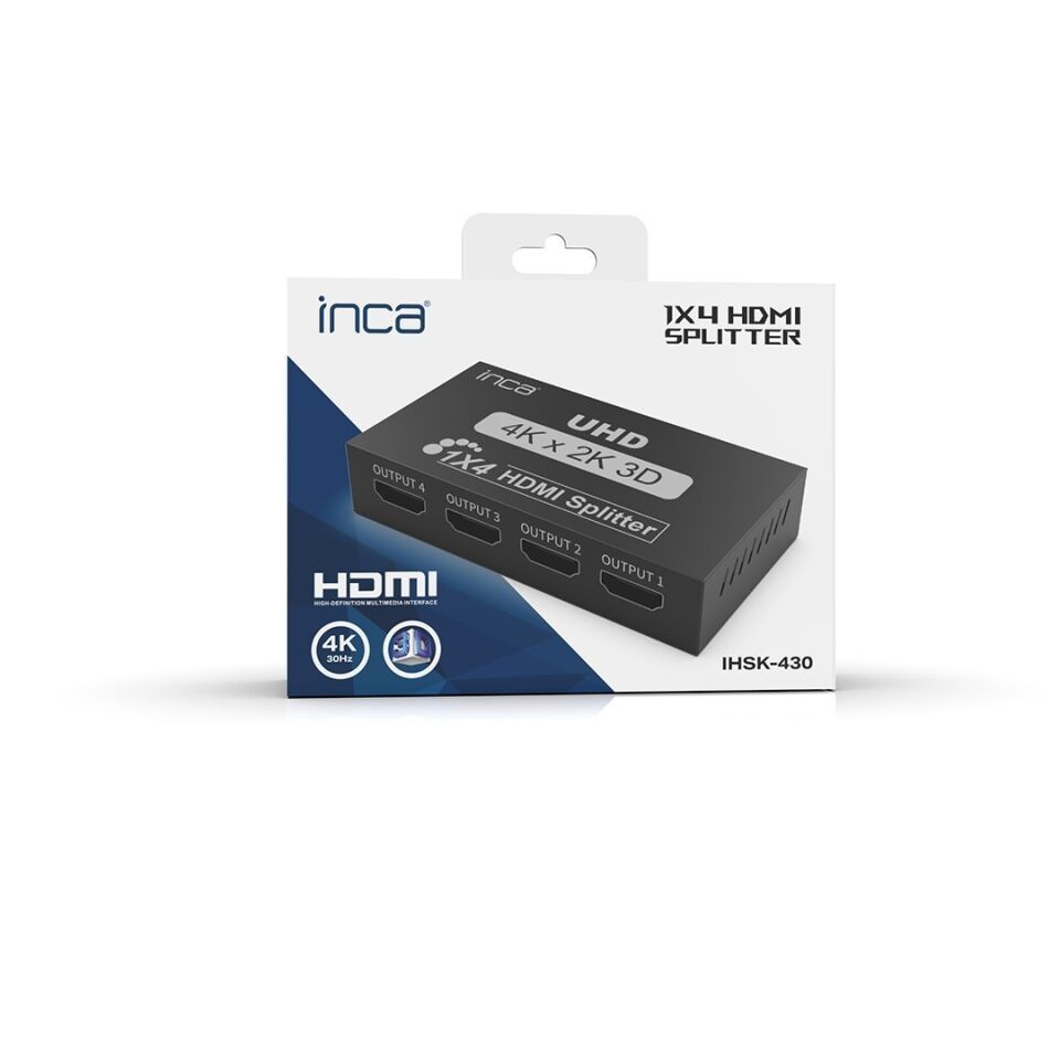 IHSK-430 HDMI 1x4 Splitter Adaptör | 3840x2160@30Hz 4K  3D Video DTS/Dolby Ses