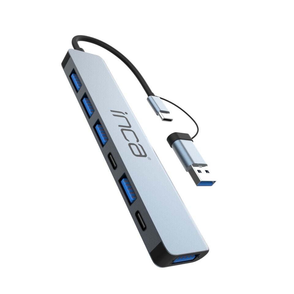 IUTP-7 USB-C Çoklu Port Adaptör | Super Speed USB 3.0  4x USB 2.0  100W Güç Dağıtımı