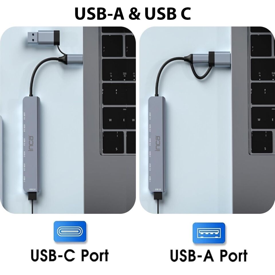 IUTP-7 USB-C Çoklu Port Adaptör | Super Speed USB 3.0  4x USB 2.0  100W Güç Dağıtımı