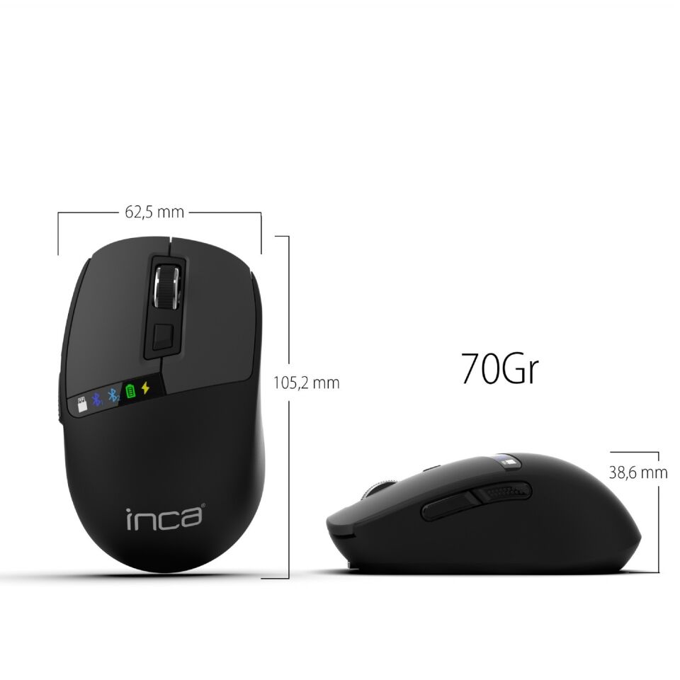 IWM-512RS LED Ekranlı Şarjlı Kablosuz Optik Mouse | Çoklu Bağlantı Desteği Bluetooth 5.0 2.4G Sessiz