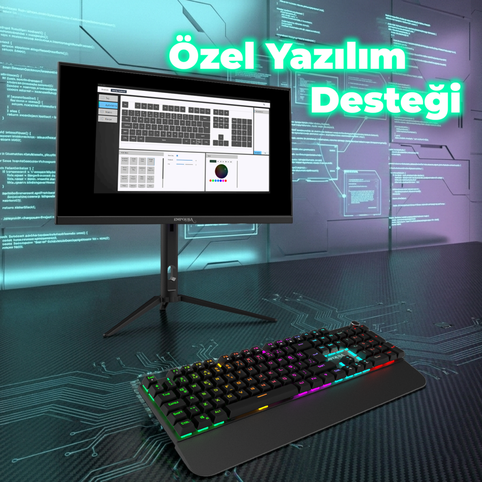 IKG-458 RGB Mekanik Gaming Klavye | Red Switch Bilek Destekli Anti-Ghosting Multimedya Tuşlu
