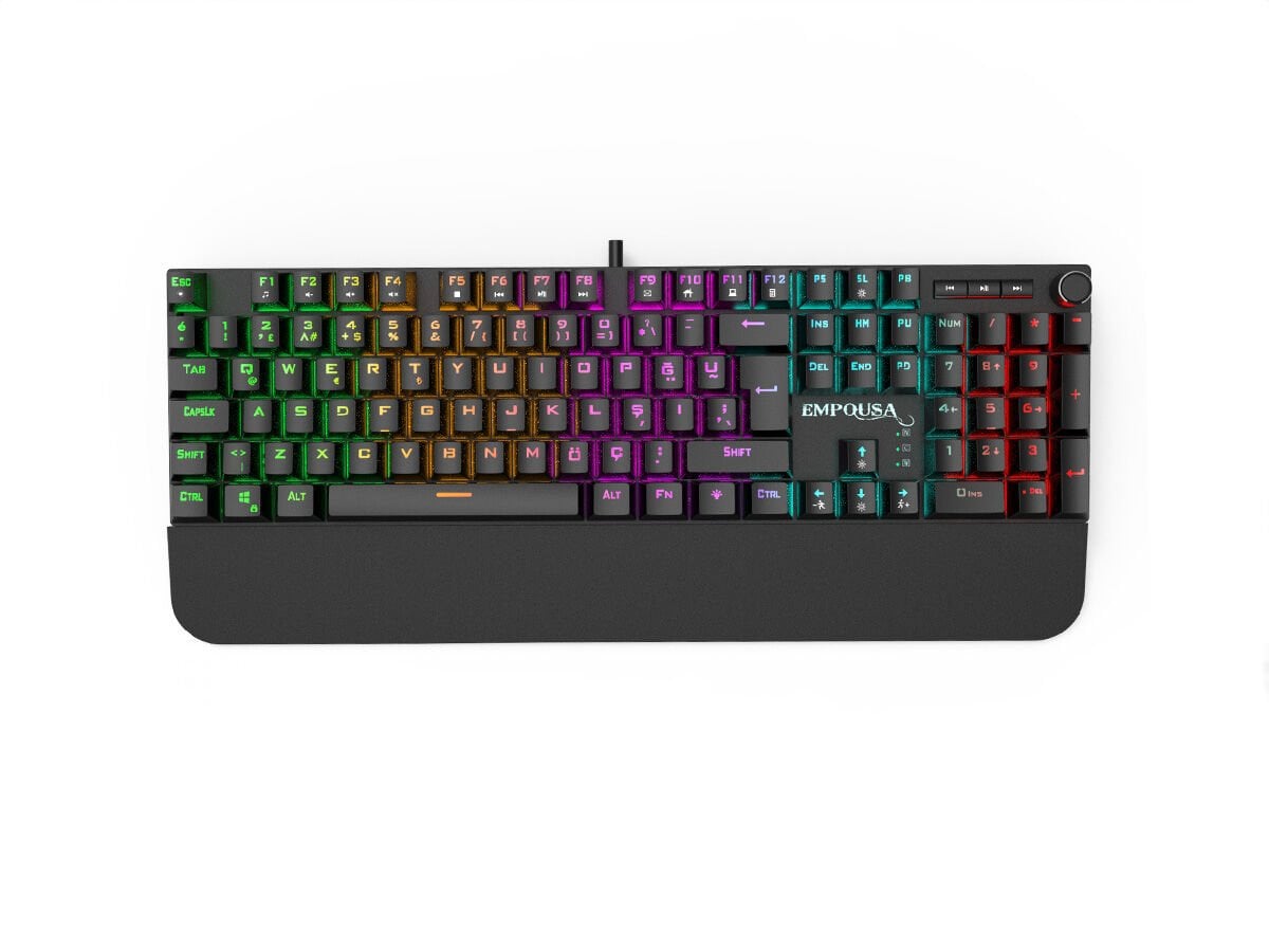 IKG-458 RGB Mekanik Gaming Klavye | Red Switch Bilek Destekli Anti-Ghosting Multimedya Tuşlu