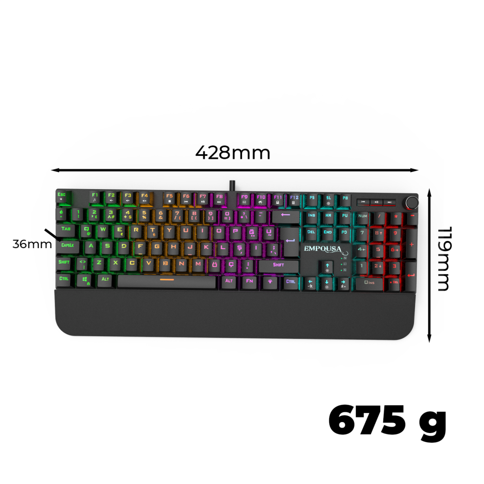 IKG-458 RGB Mekanik Gaming Klavye | Red Switch Bilek Destekli Anti-Ghosting Multimedya Tuşlu