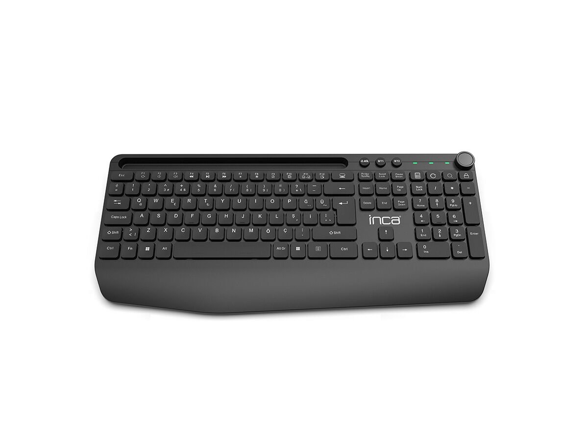 IBK-272QU Kablosuz Ofis Klavye | Çoklu Bağlantı Sessiz Bluetooth 5.0 + 2.4GHz 114 Tuş Tablet Standı
