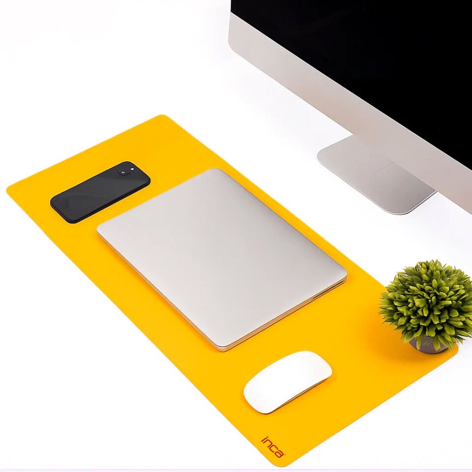 IMP-019 PU Deri Mousepad Çift Taraflı Masa Matı 80x30 Kaymaz Su Geçirmez Kırmızı 