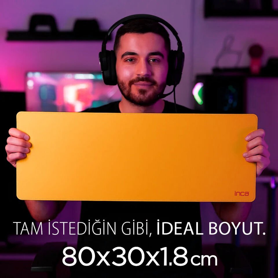 IMP-019 PU Deri Mousepad Çift Taraflı Masa Matı 80x30 Kaymaz Su Geçirmez Kırmızı 