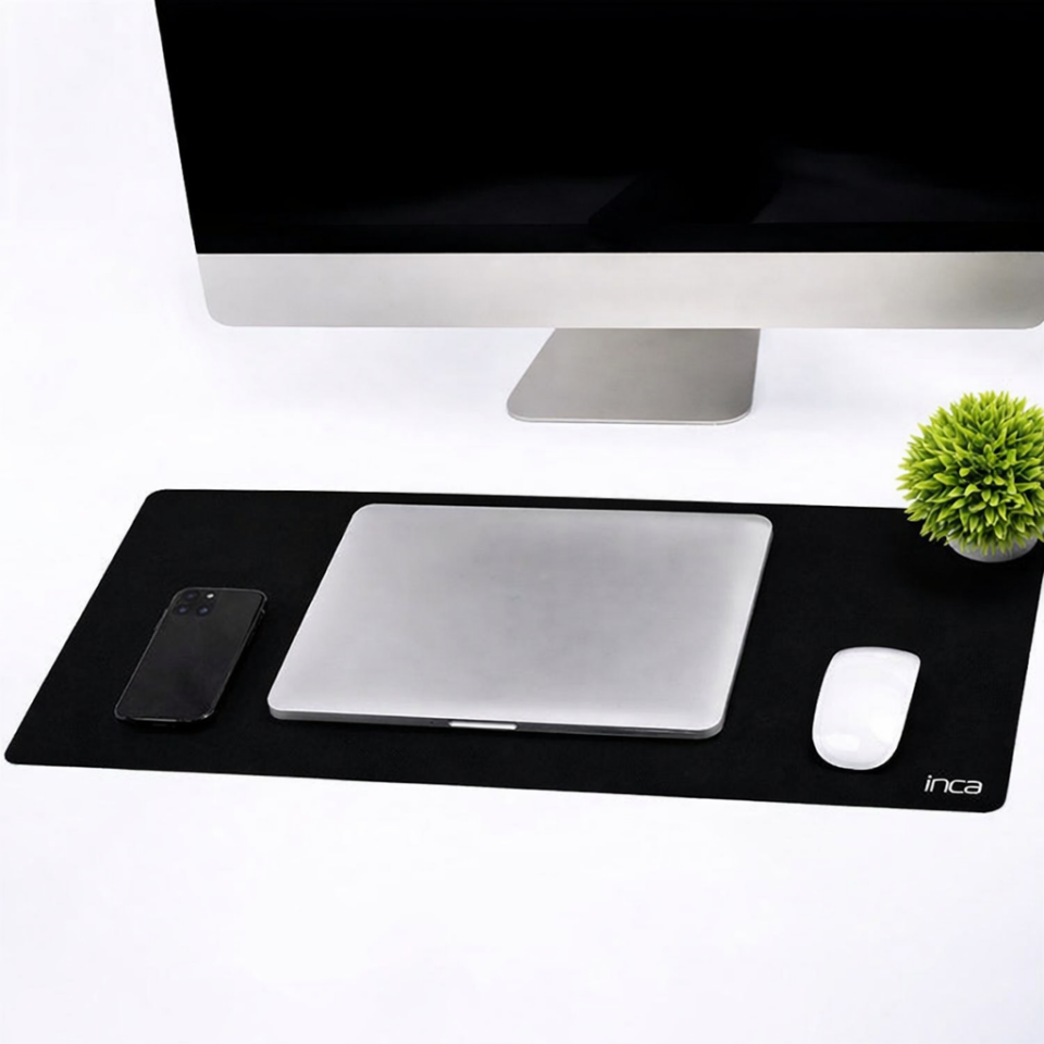 IMP-019 PU Deri Mousepad Çift Taraflı Masa Matı 80x30 Kaymaz Su Geçirmez Siyah