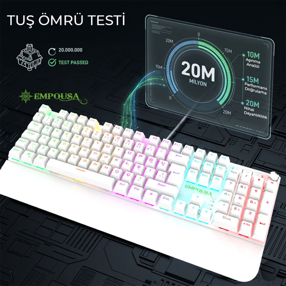IKG-430T Mekanik Oyuncu Klavye | Red Switch RGB Led 17 Efekt Ses Düğmeli Anti Ghosting 105 Tuş
