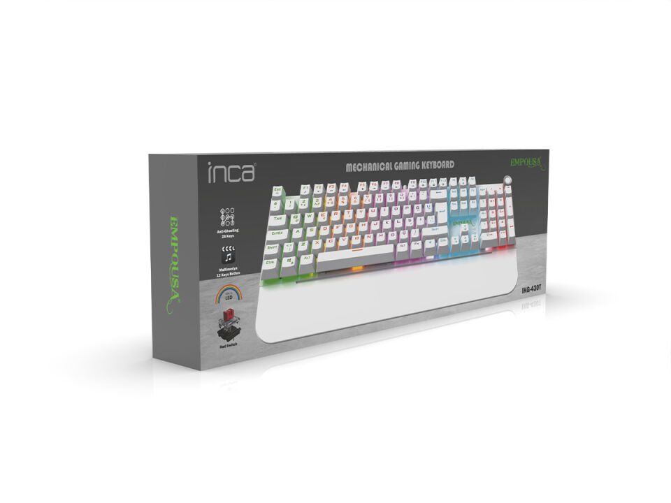 IKG-430T Mekanik Oyuncu Klavye | Red Switch RGB Led 17 Efekt Ses Düğmeli Anti Ghosting 105 Tuş